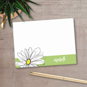 Notas Post-it® Ilustracion Daisy Floral de moda - cal y amarillo