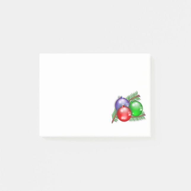 Notas Post-it® ilustracion de 3 Navidades baubles (Anverso)