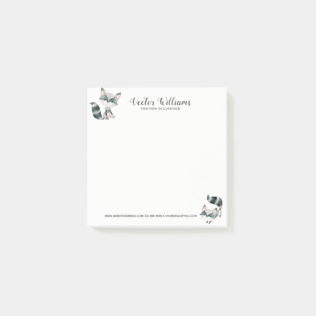 Notas Post-it® Ilustracion de acuarelas de gato mate (Anverso)