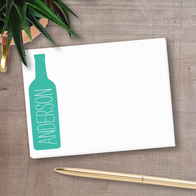 Notas Post-it® Ilustracion de botellas de vino - Nombre blanco mo (Personalized Post-It Notes - add you name or other text)