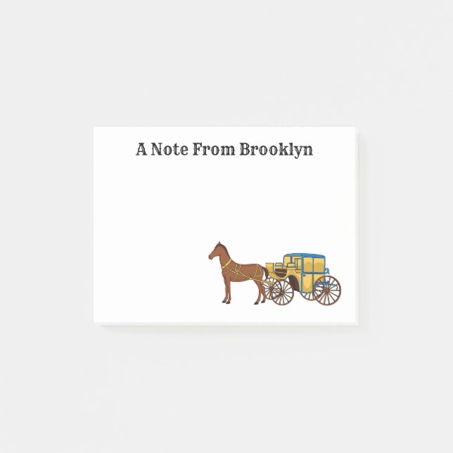 Notas Post-it® Ilustracion de caballos y carruajes reales (Anverso)
