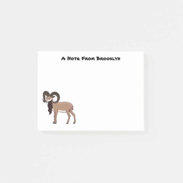 Notas Post-it® Ilustracion de cabra de Mouflon (Anverso)