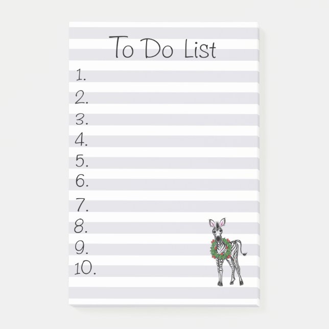Notas Post-it® Ilustración de cebra festiva de vacaciones, Cebra  (Anverso)