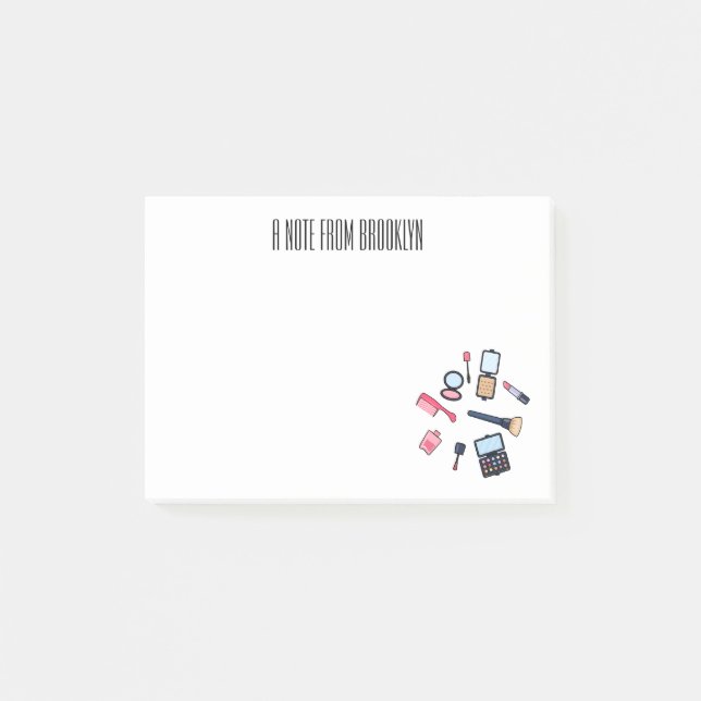 Notas Post-it® Ilustracion de cosméticos/personalizados de maquil (Anverso)