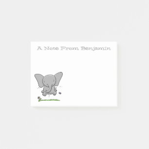 Notas Post-it® Ilustración de dibujos animados verdes de elefante