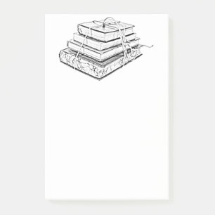 Notas Post-it® Ilustracion de esbozo vintage de libros apilados c