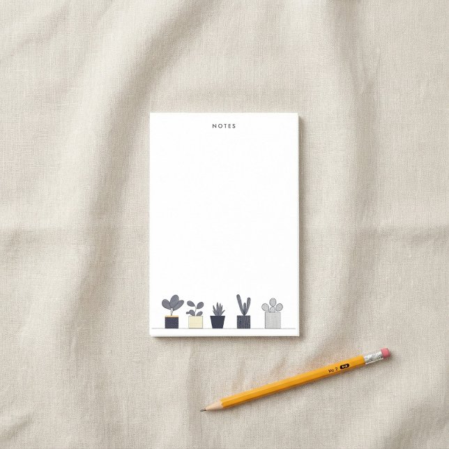 Notas Post-it® Ilustracion de fábrica artesanal de la marina mini (Minimalist Navy Cream Potted Plant Illustration Post-it Notes)