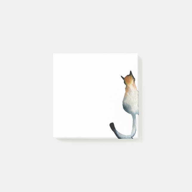 Notas Post-it® Ilustracion de gato negro y marrón tabby (Anverso)