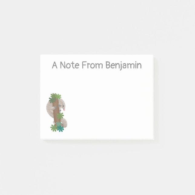 Notas Post-it® Ilustracion de hormigón de pangolin feliz (Anverso)