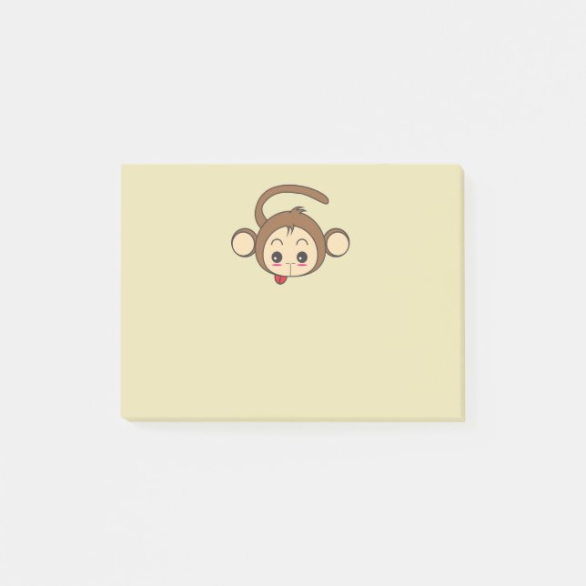 Notas Post-it® Ilustracion de monos Cute Kawaii (Anverso)