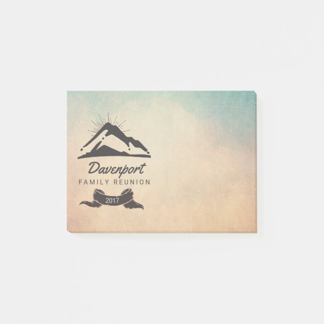 Notas Post-it® Ilustracion de montaña con reunión familiar de Sun (Anverso)