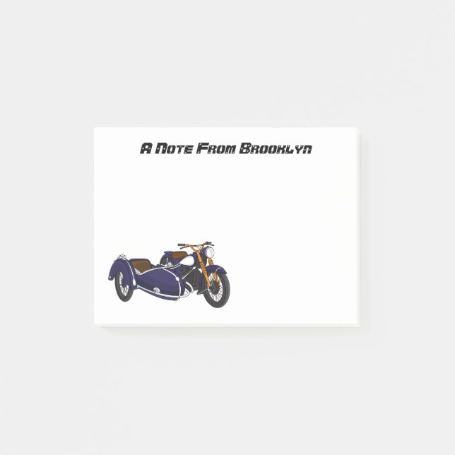 Notas Post-it® Ilustracion de motocicleta púrpura de Sidecar (Anverso)