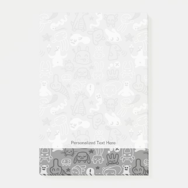 Notas Post-it® ilustracion de patrones de doodles (Anverso)