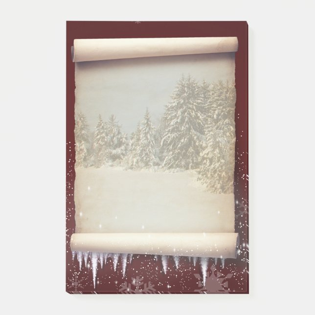 Notas Post-it® Ilustracion de pergamino de invierno (Anverso)