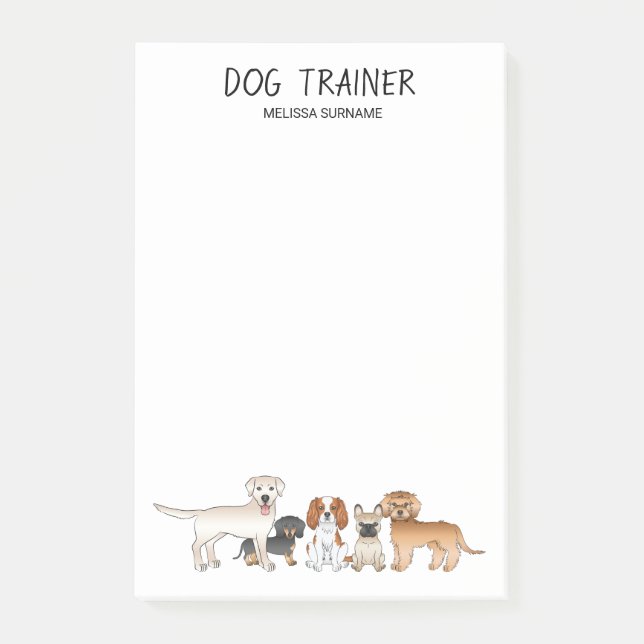 Notas Post-it® Ilustración de perros de dibujos animados lindos - (Anverso)