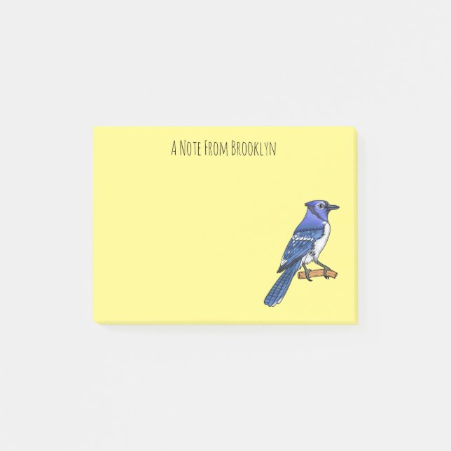 Notas Post-it® Ilustracion de personalizado de ave azul jay (Anverso)