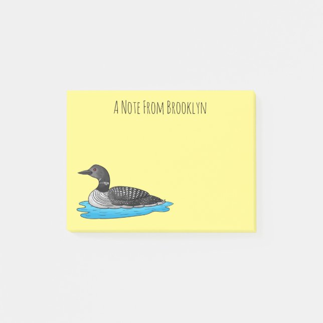 Notas Post-it® Ilustracion de personalizado de aves de Loon (Anverso)