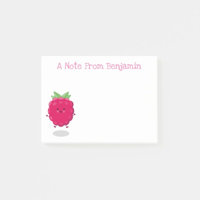 Notas Post-it® Ilustracion de personalizado de frambuesa alegre (Anverso)