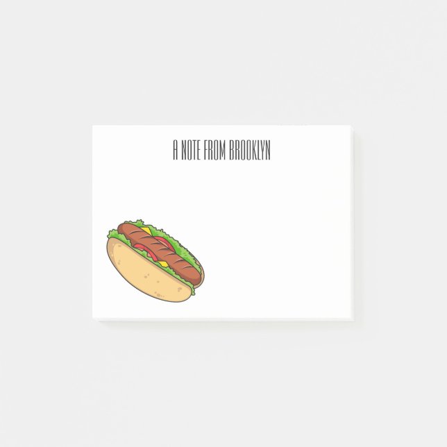 Notas Post-it® Ilustracion de personalizado de hot dog (Anverso)
