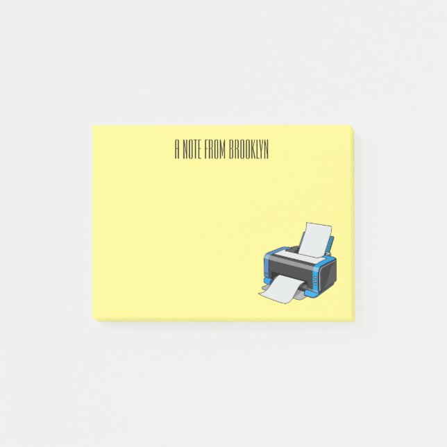Notas Post-it® Ilustracion de personalizado de impresora (Anverso)