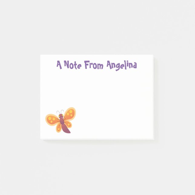 Notas Post-it® Ilustracion de personalizado de mariposa naranja f (Anverso)