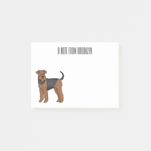 Notas Post-it® Ilustracion de personalizado de perro Airedale ter (Anverso)