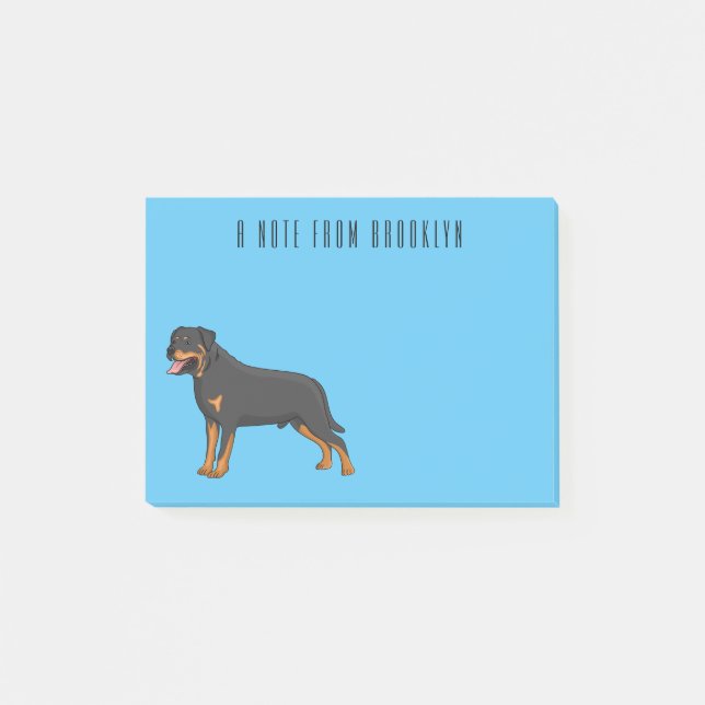 Notas Post-it® Ilustracion de personalizado de perro de Rottweile (Anverso)