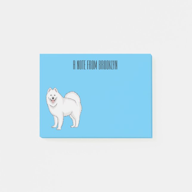 Notas Post-it® Ilustracion de personalizado de perro de Samoyed (Anverso)
