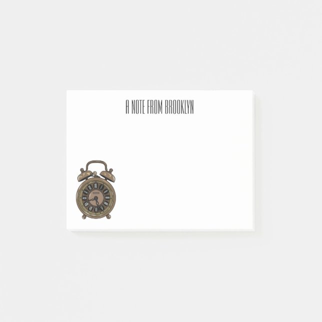 Notas Post-it® Ilustracion de personalizado de reloj de alarma (Anverso)