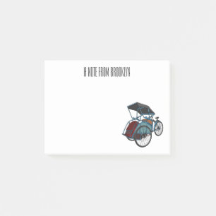 Notas Post-it® Ilustracion de personalizado de rickshaw en bicicl