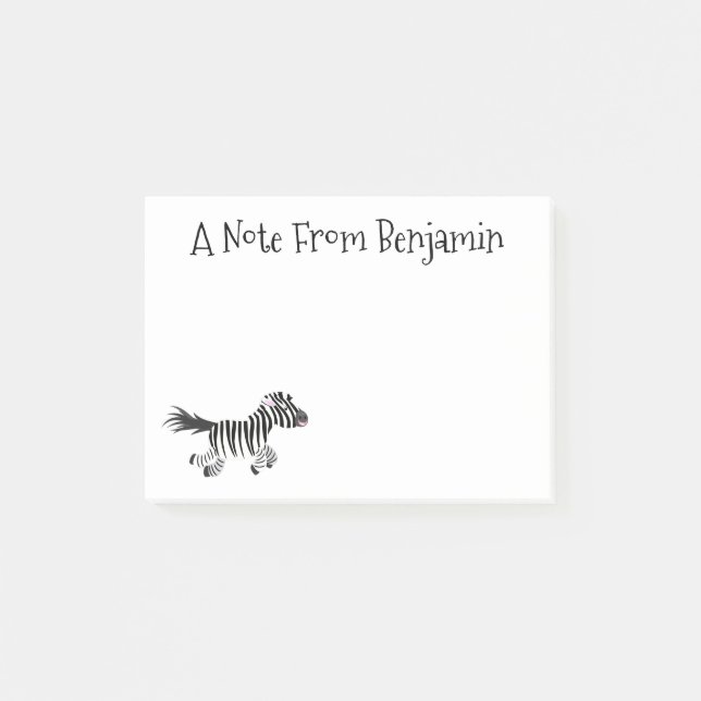 Notas Post-it® Ilustracion de personalizado de zebra graciosa (Anverso)