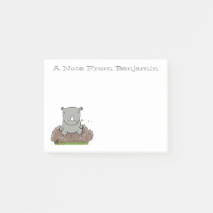 Notas Post-it® Ilustracion de personalizado verde de rinoceronte