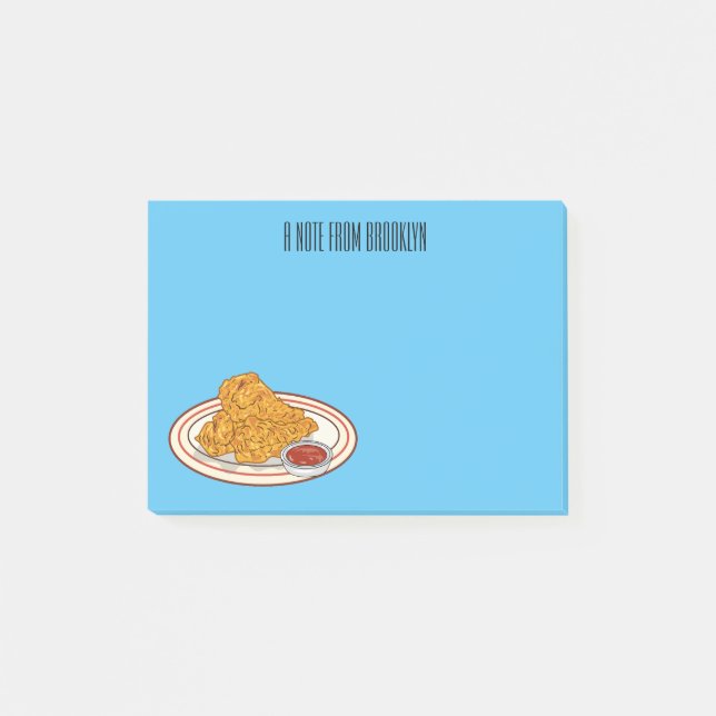 Notas Post-it® Ilustracion de pollo frito personalizado (Anverso)