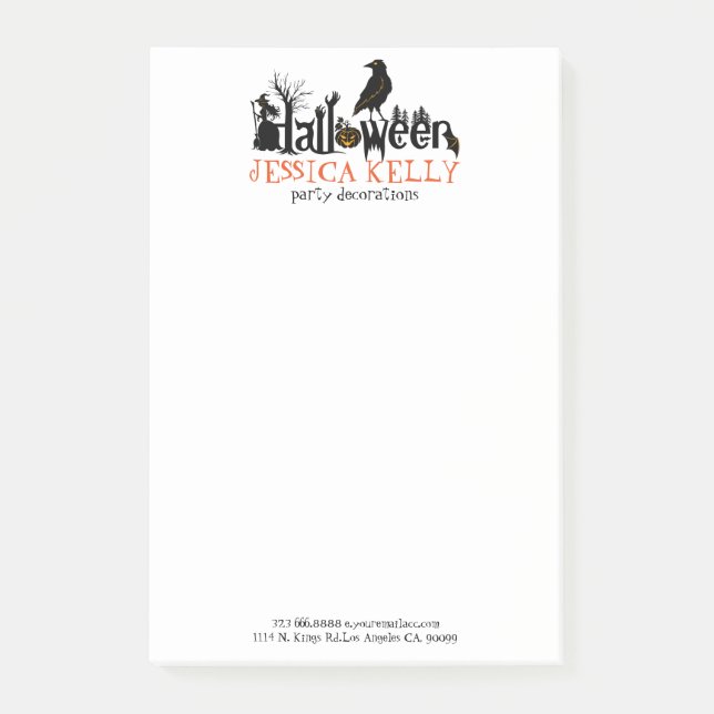 Notas Post-it® Ilustracion de texto de Halloween (Anverso)