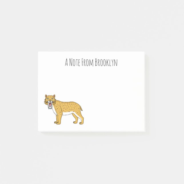 Notas Post-it® Ilustracion de tigre con dientes de saber (Anverso)