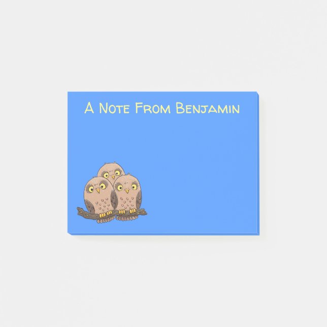 Notas Post-it® Ilustracion de trío de búho lindo (Anverso)