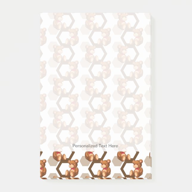 Notas Post-it® ilustracion de un conjunto de osito de peluche sob (Anverso)