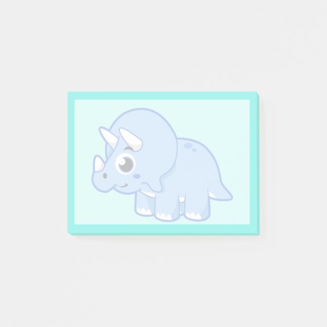 Notas Post-it® Ilustracion De Un Dinosaurio Triceratops. (Anverso)