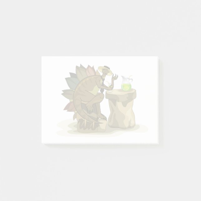 Notas Post-it® Ilustracion De Un Estegosaurio Que Bebe Una Bebida (Anverso)