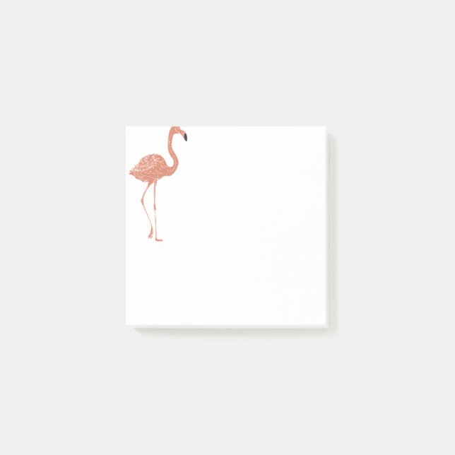 Notas Post-it® Ilustracion lindo rojo flamingo linocut (Anverso)