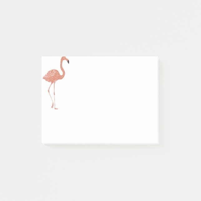 Notas Post-it® Ilustracion lindo rojo flamingo linocut (Anverso)