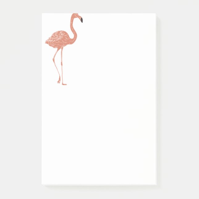 Notas Post-it® Ilustracion lindo rojo flamingo linocut (Anverso)