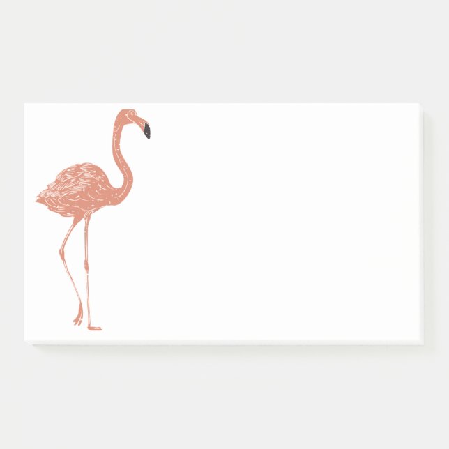 Notas Post-it® Ilustracion lindo rojo flamingo linocut (Anverso)