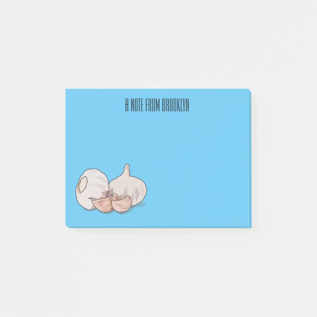 Notas Post-it® Ilustracion personalizado de ajo (Anverso)