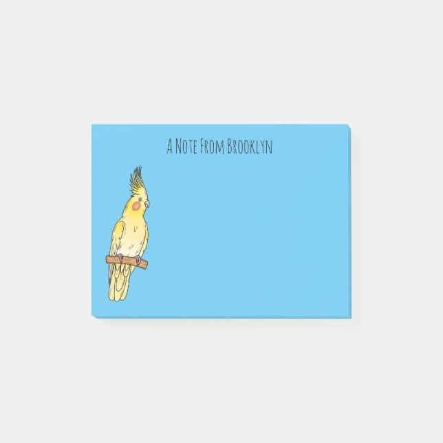 Notas Post-it® Ilustracion personalizado de aves de Cockatiel (Anverso)