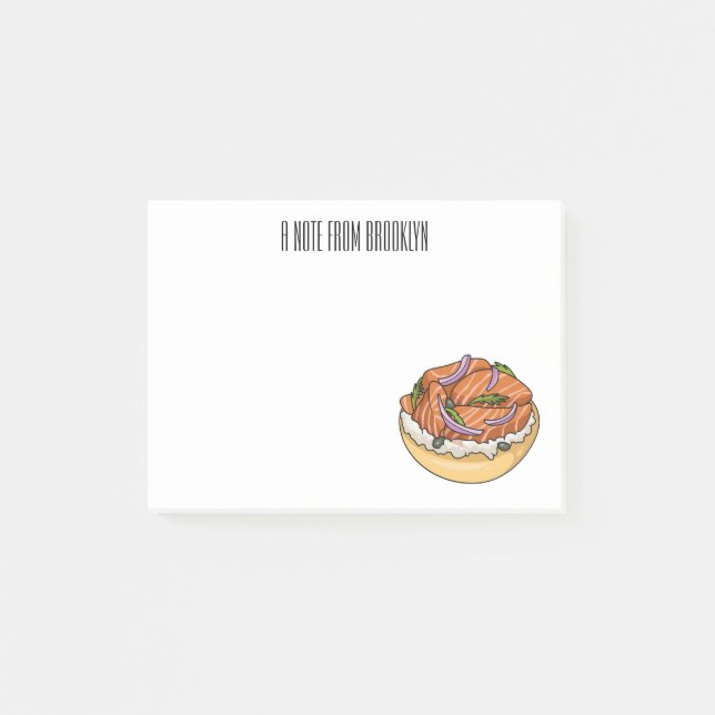 Notas Post-it® Ilustracion personalizado de bagel de Salmon (Anverso)
