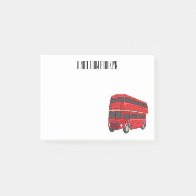 Notas Post-it® Ilustracion personalizado de bus de dos pisos (Anverso)