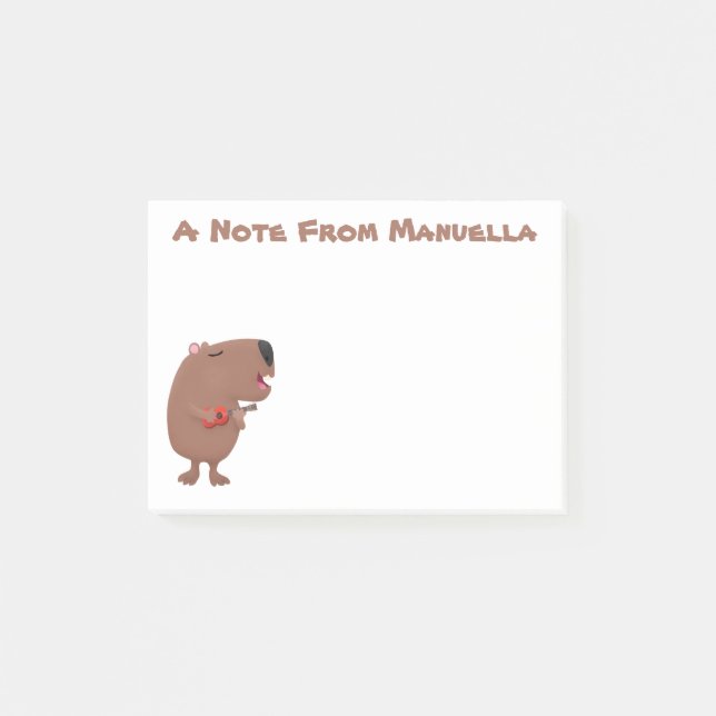 Notas Post-it® Ilustracion personalizado de capybara ukulele cant (Anverso)