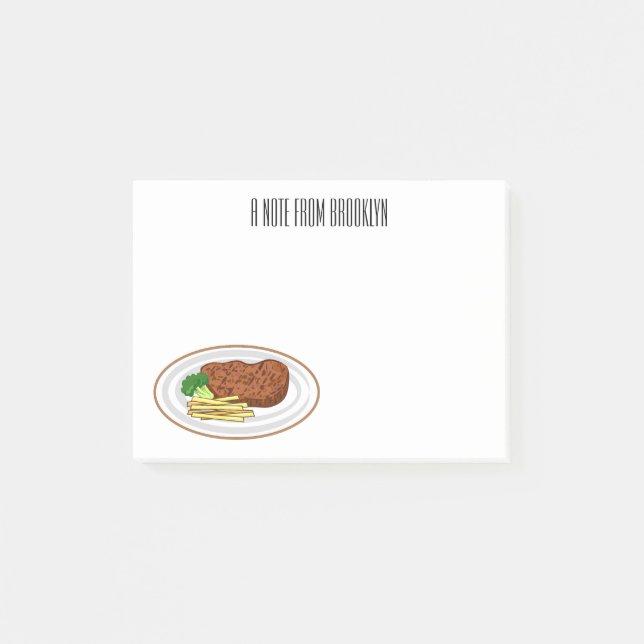 Notas Post-it® Ilustracion personalizado de carne (Anverso)