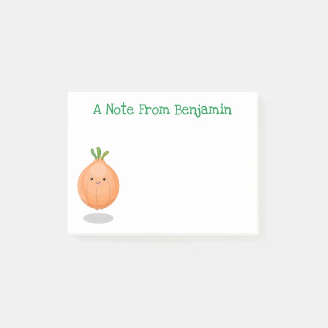 Notas Post-it® Ilustracion personalizado de cebolla marrón feliz (Anverso)